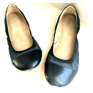 Relativity Dark Blue Jean/Leather Ballet Flats, 8